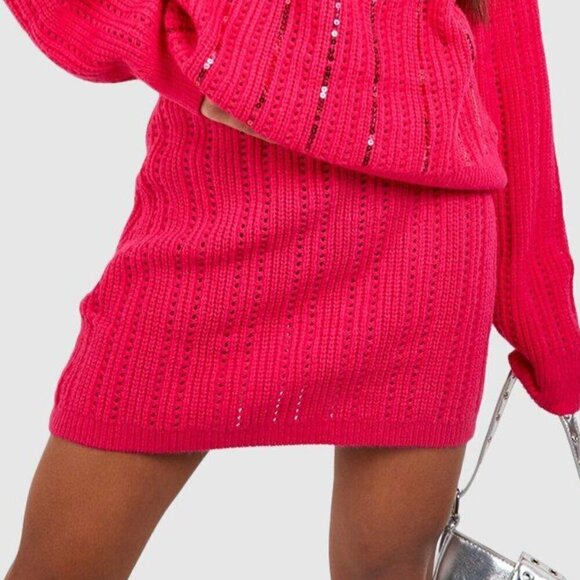 Boohoo Dresses & Skirts - Boohoo by Nasty Gal Knitted Mini Skirt - Size Large - Hot Pink - NWT